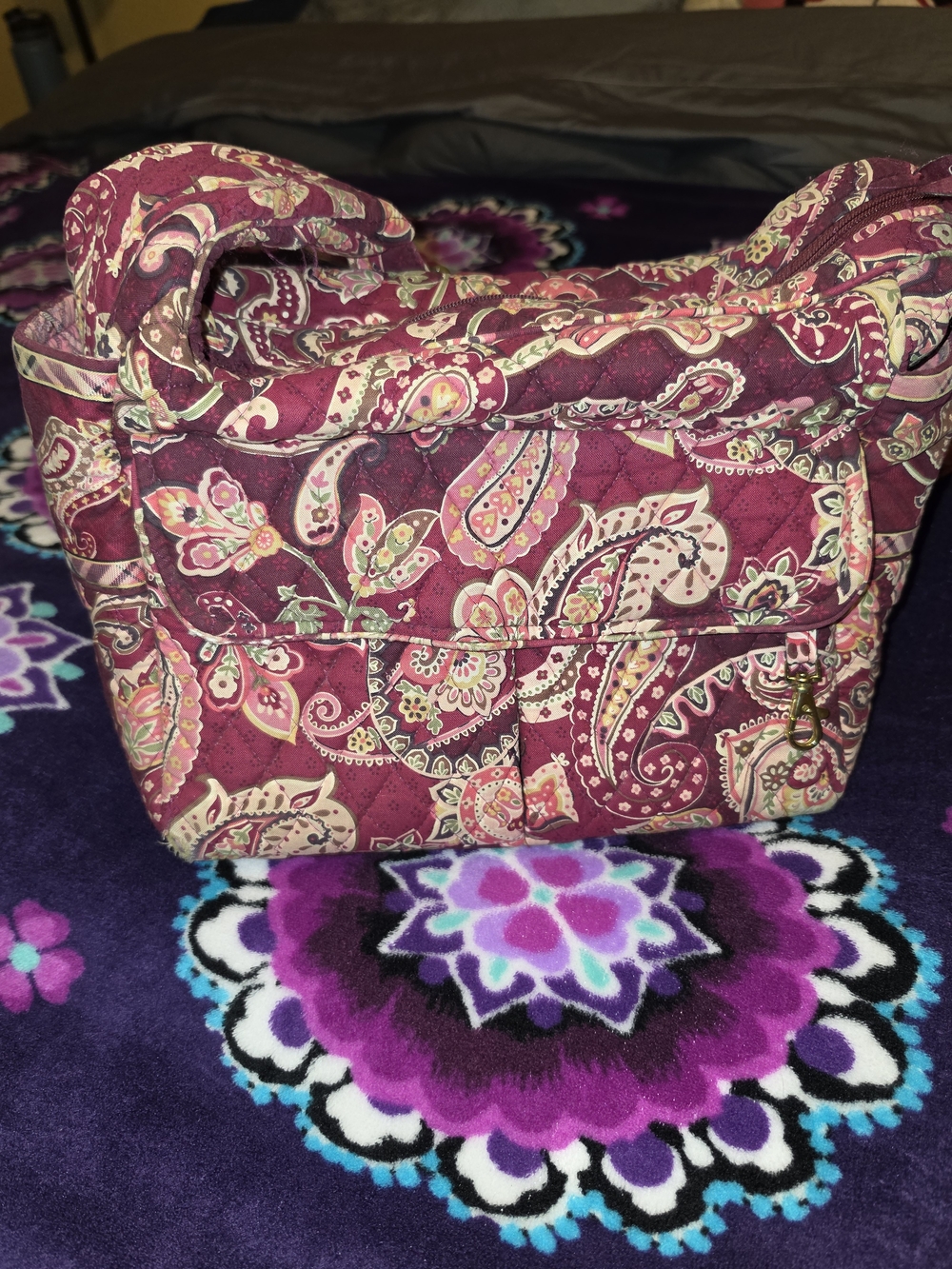 Vera Bradley Maroon Paisley Quilted Shoulder Bag